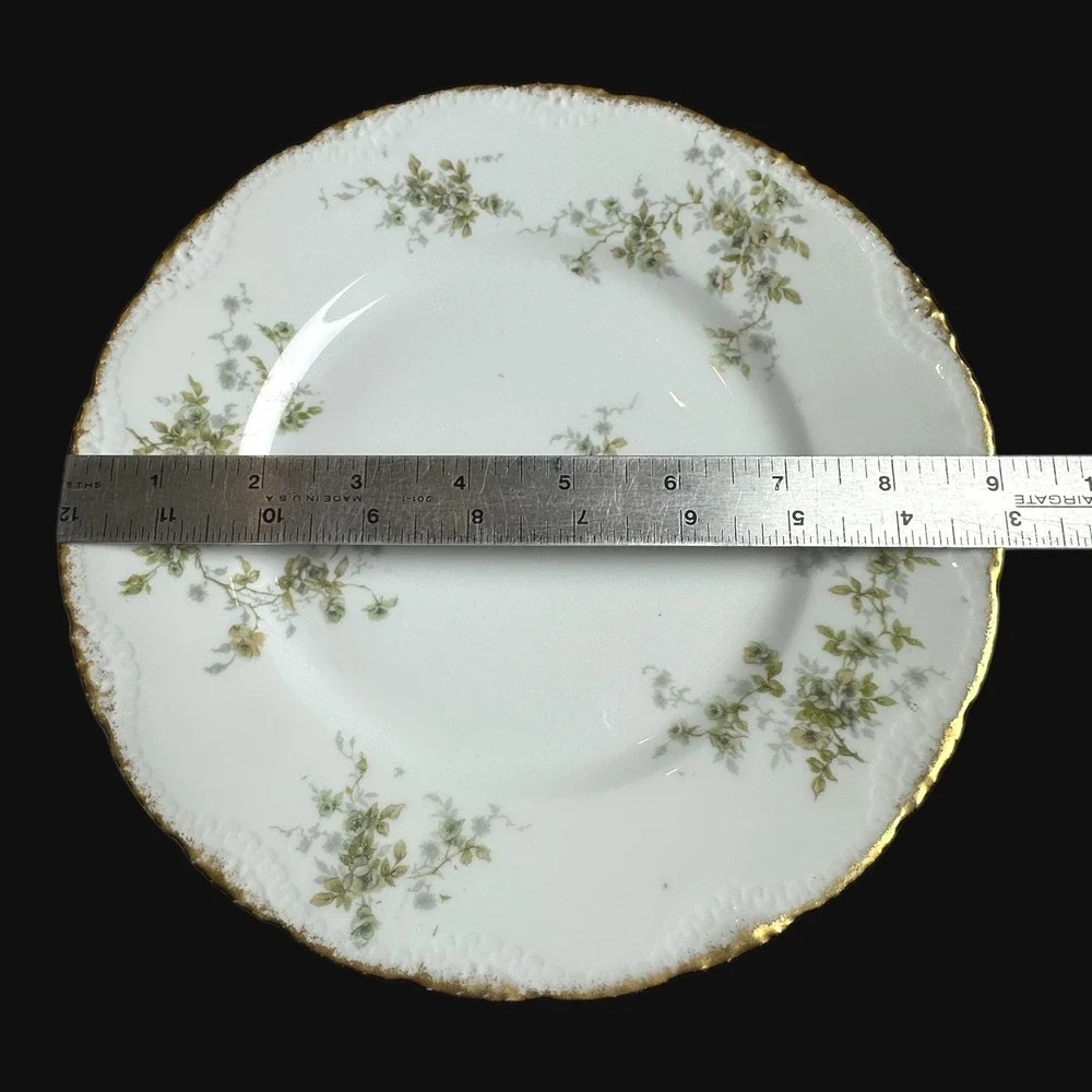 Theodore Haviland Limoges France Floral Gold Rim 9 Inch Luncheon Plates Set of 4